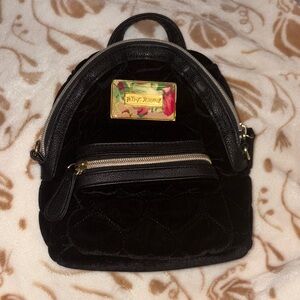 Betsey Johnson mini velvet backpack bag